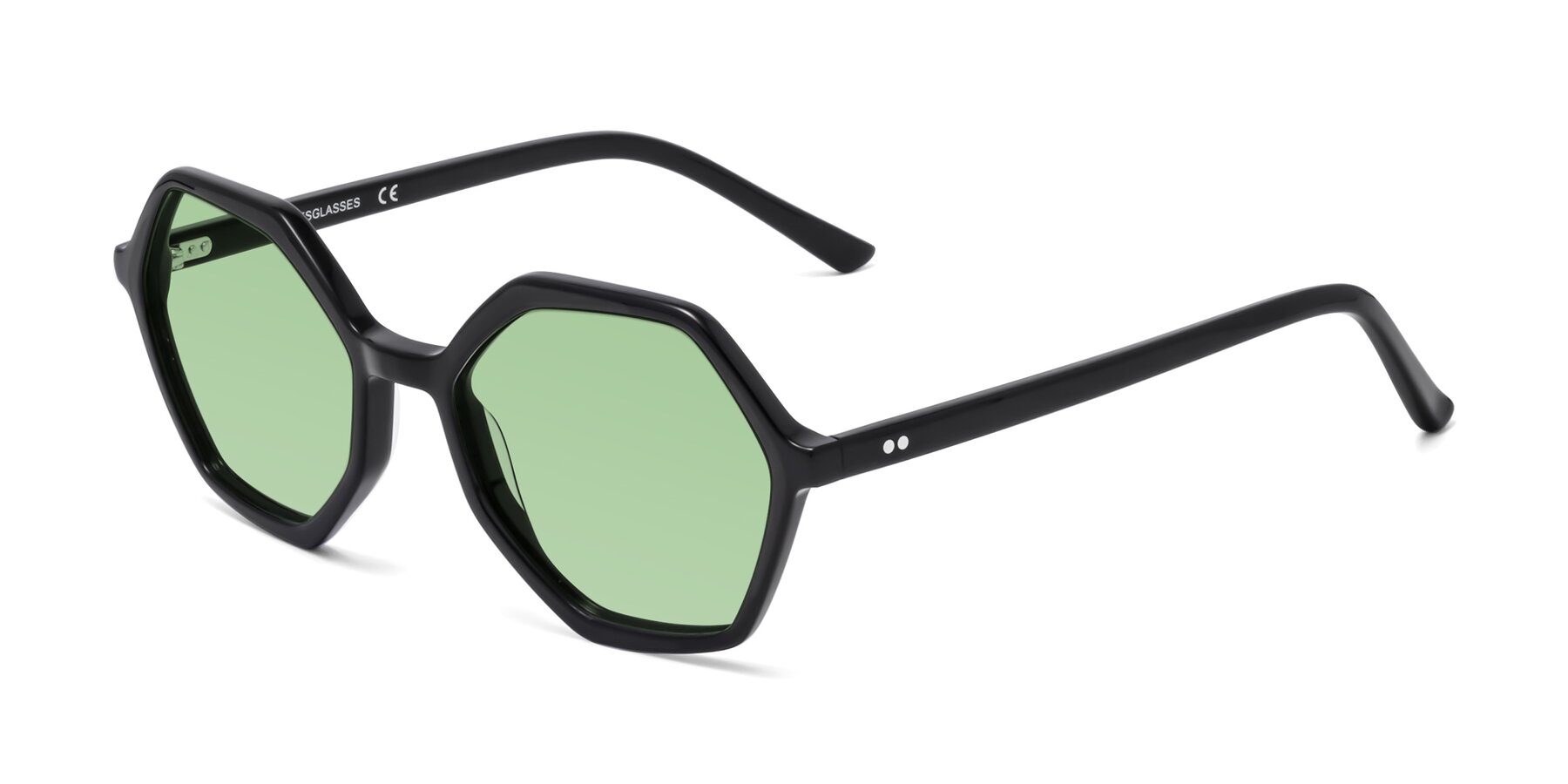 Angle of 1489 in Black with Medium Green Tinted Lenses