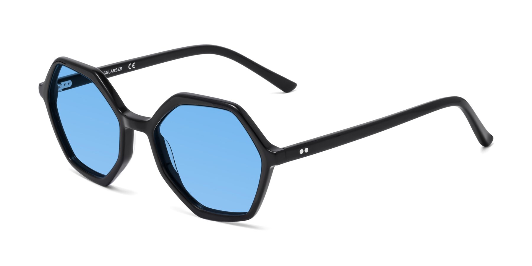 Angle of 1489 in Black with Medium Blue Tinted Lenses