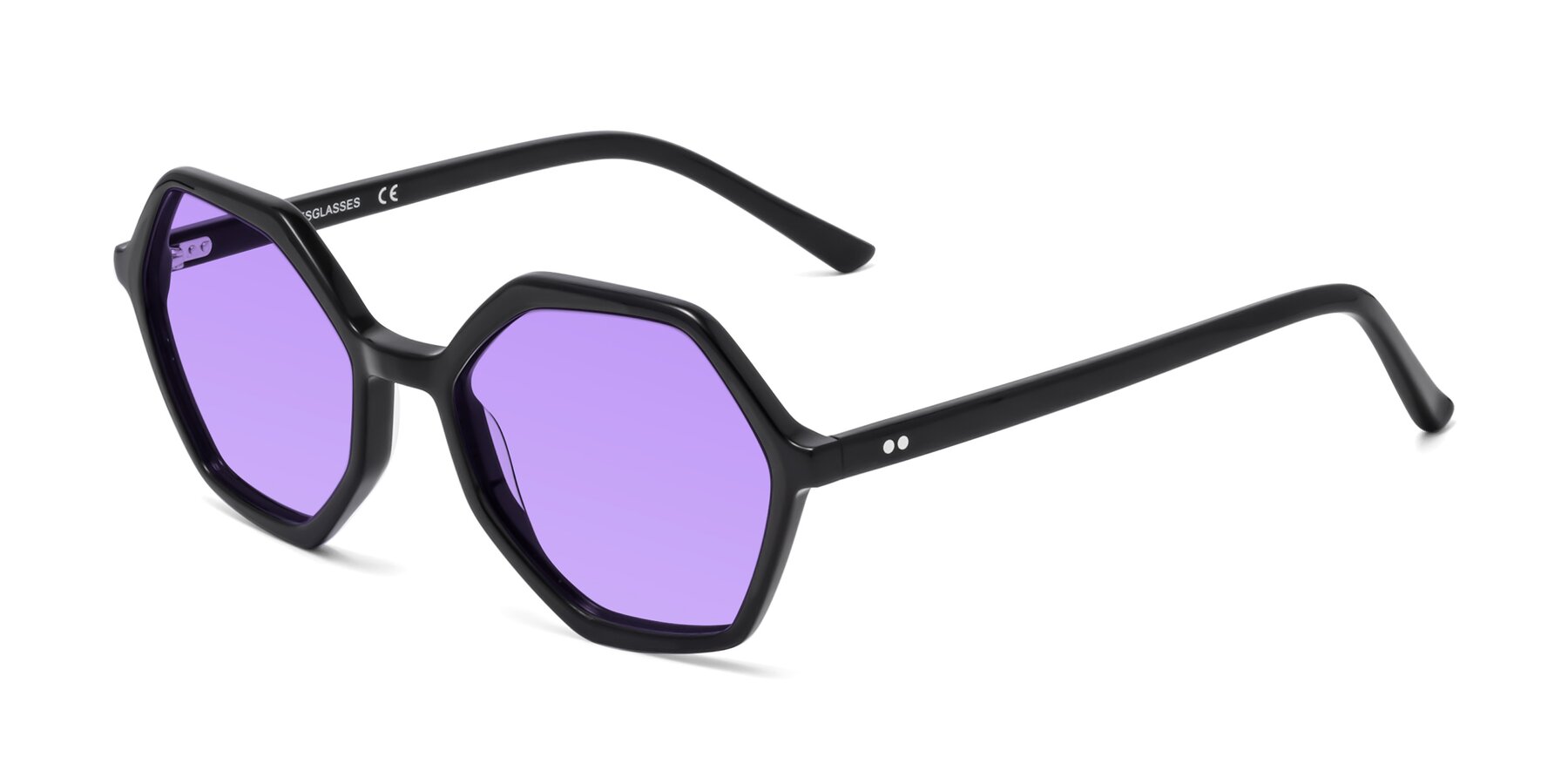 Angle of 1489 in Black with Medium Purple Tinted Lenses