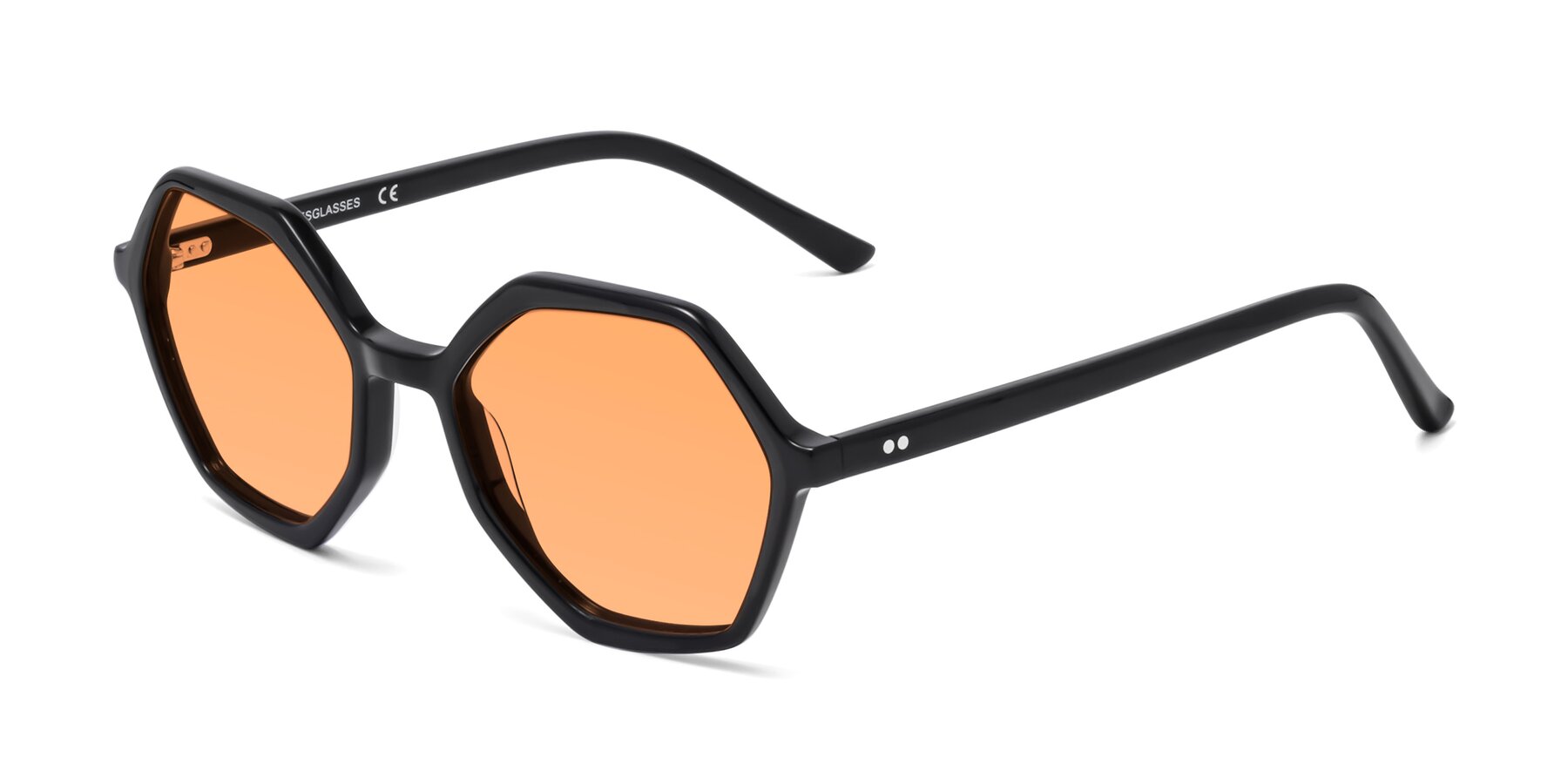 Angle of 1489 in Black with Medium Orange Tinted Lenses