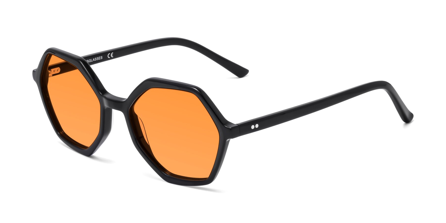 Angle of 1489 in Black with Orange Tinted Lenses