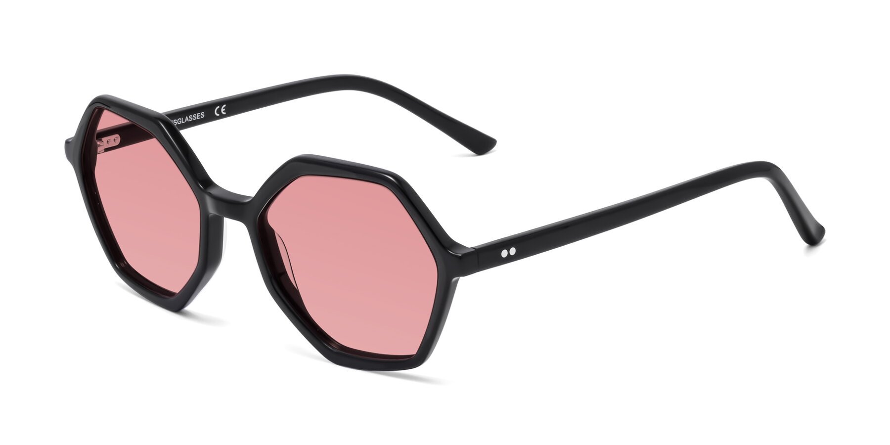 Angle of 1489 in Black with Medium Garnet Tinted Lenses