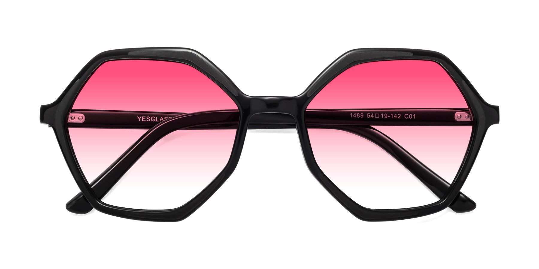 Folded Front of 1489 in Black with Pink Gradient Lenses