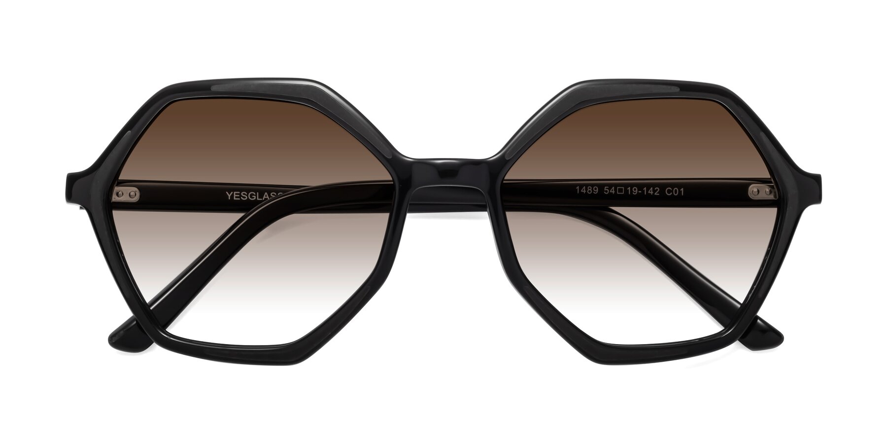 Folded Front of 1489 in Black with Brown Gradient Lenses