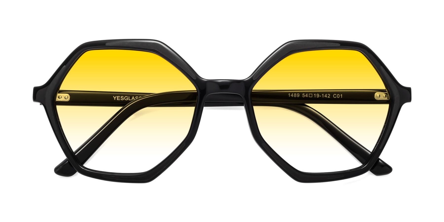 Folded Front of 1489 in Black with Yellow Gradient Lenses