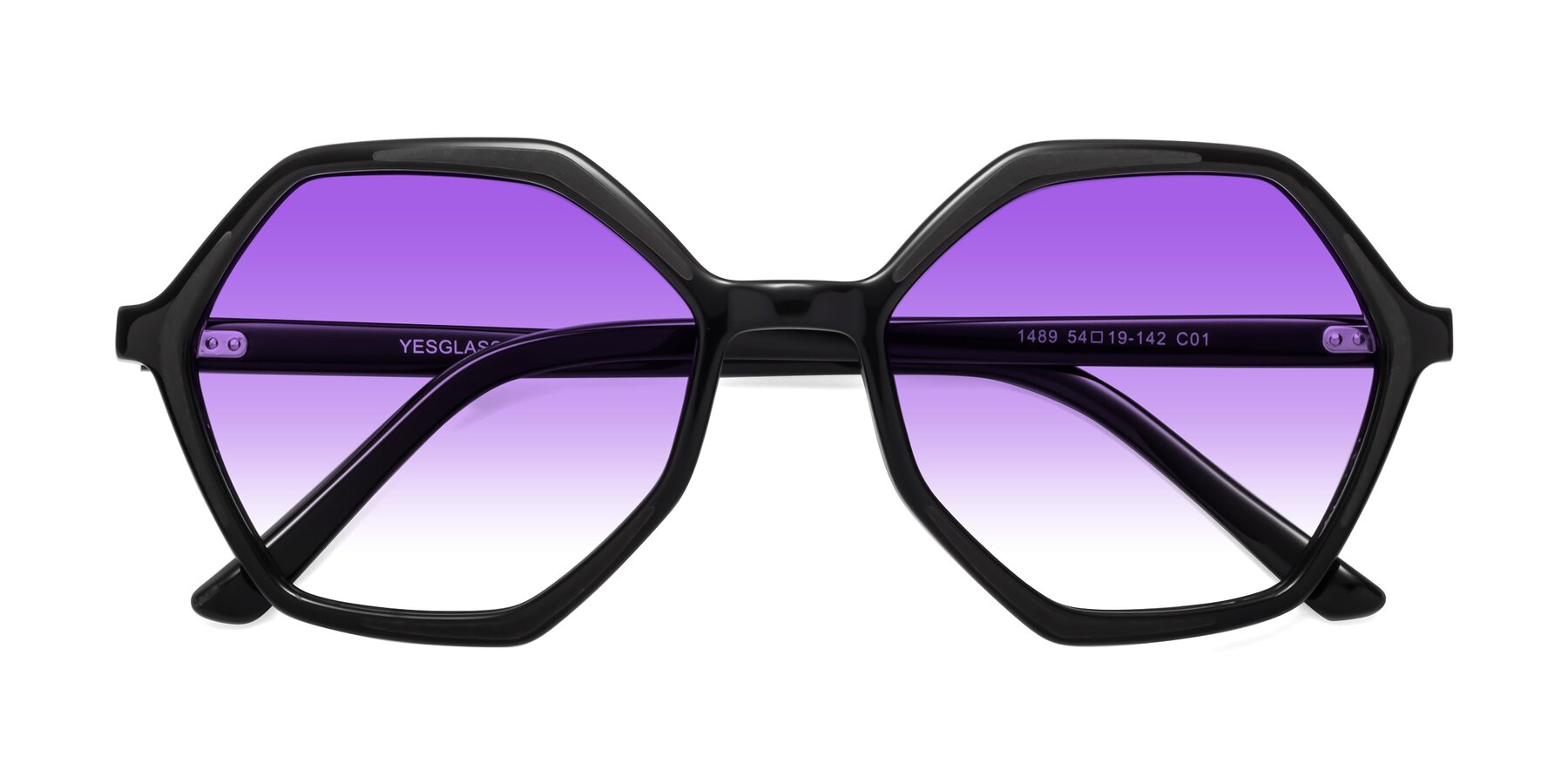 Folded Front of 1489 in Black with Purple Gradient Lenses