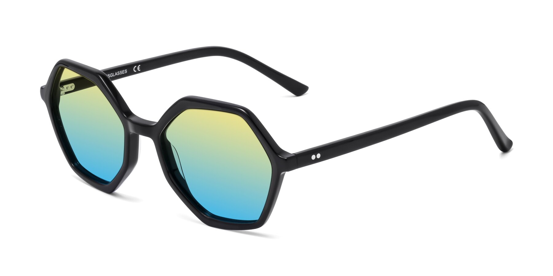 Angle of 1489 in Black with Yellow / Blue Gradient Lenses