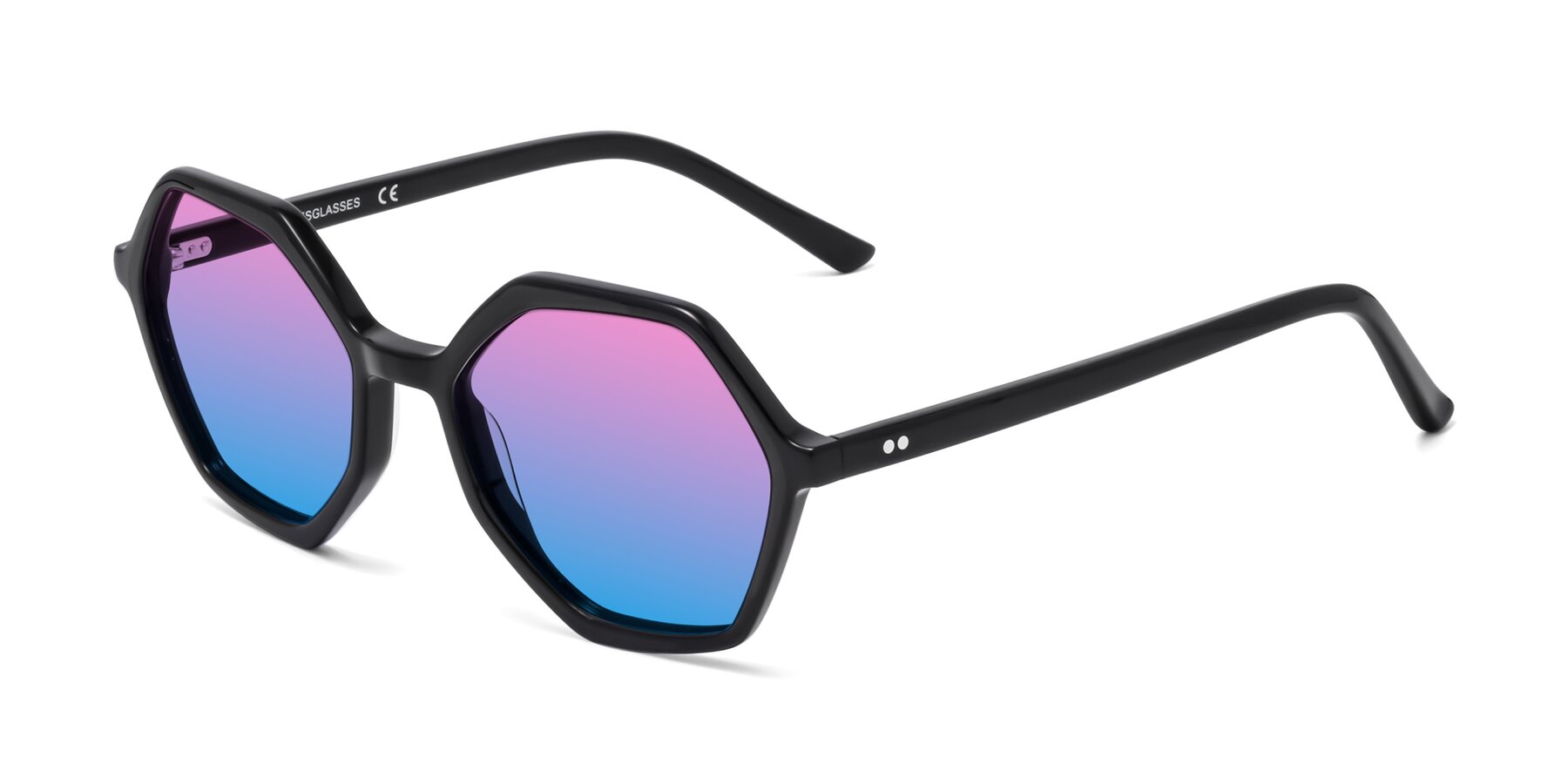 Angle of 1489 in Black with Pink / Blue Gradient Lenses