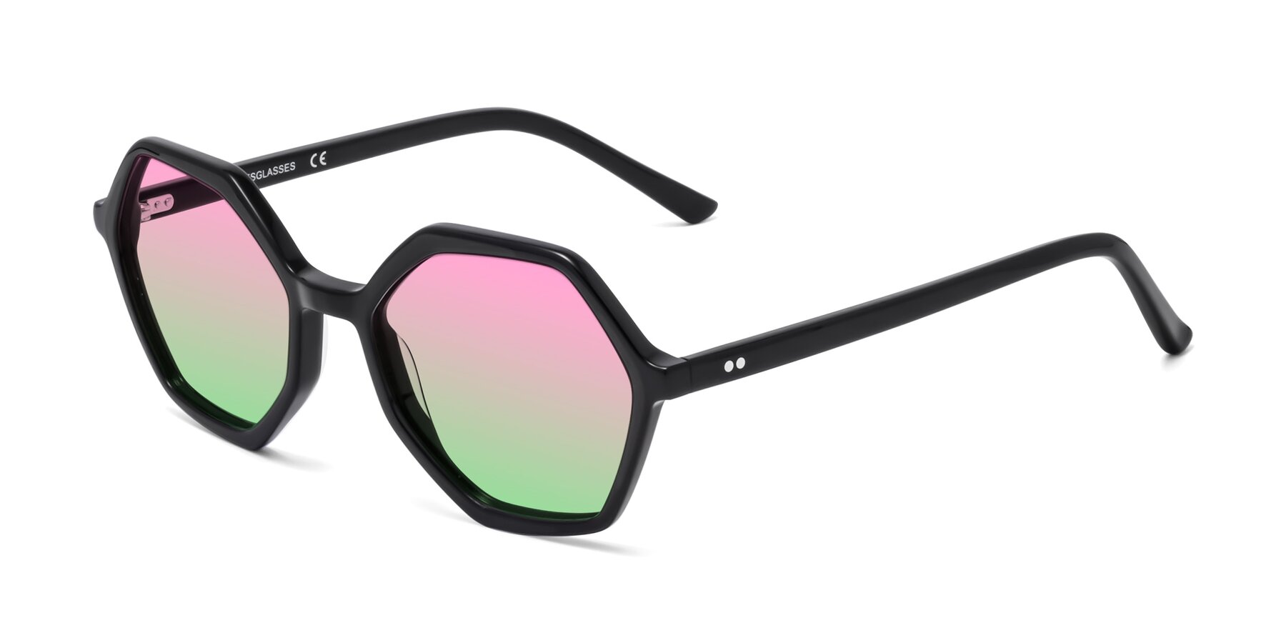 Angle of 1489 in Black with Pink / Green Gradient Lenses