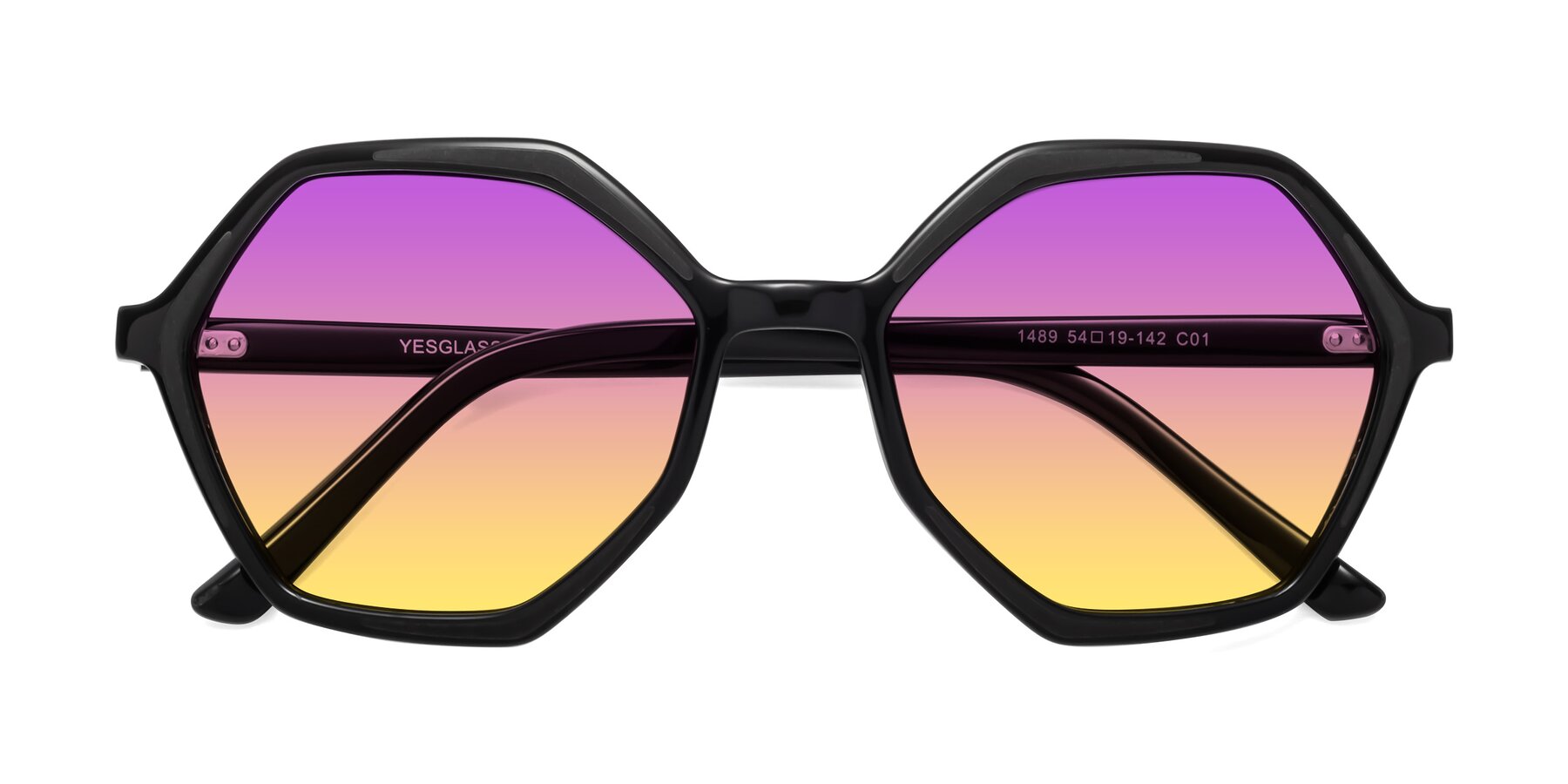 Folded Front of 1489 in Black with Purple / Yellow Gradient Lenses