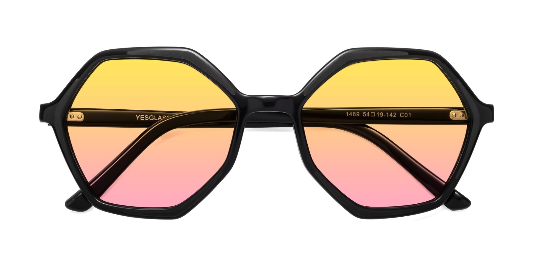 Folded Front of 1489 in Black with Yellow / Pink Gradient Lenses