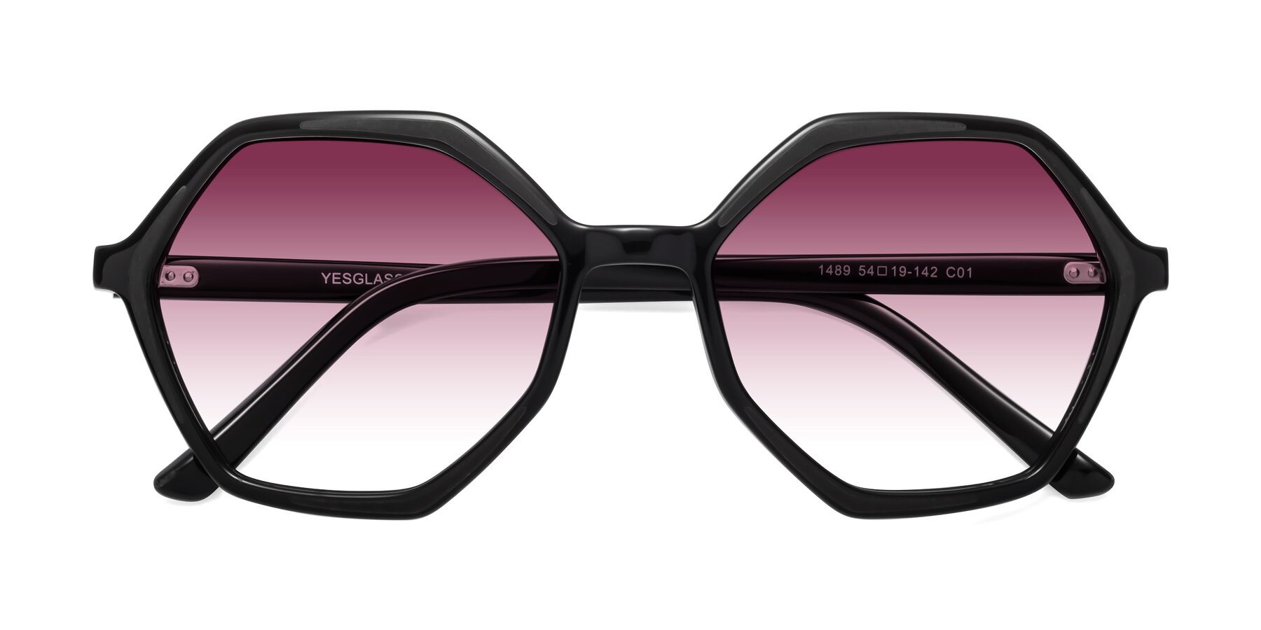 Folded Front of 1489 in Black with Wine Gradient Lenses