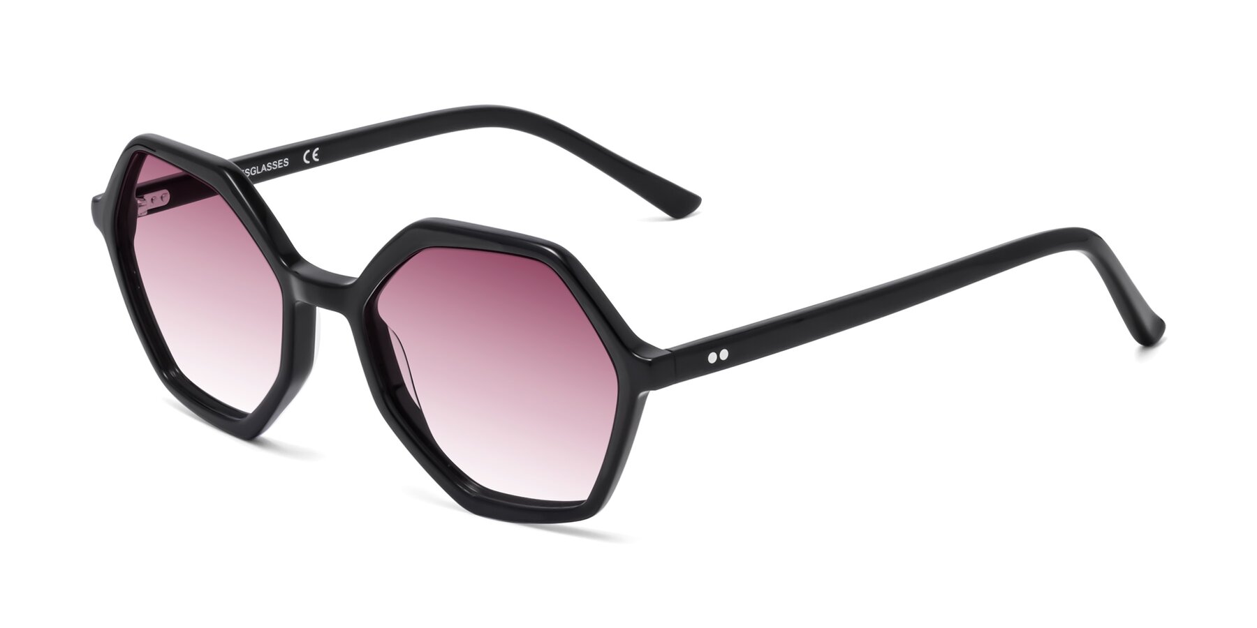 Angle of 1489 in Black with Wine Gradient Lenses