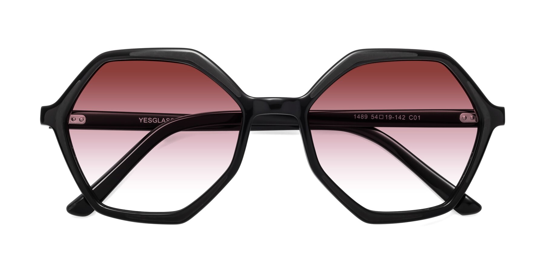 Folded Front of 1489 in Black with Garnet Gradient Lenses