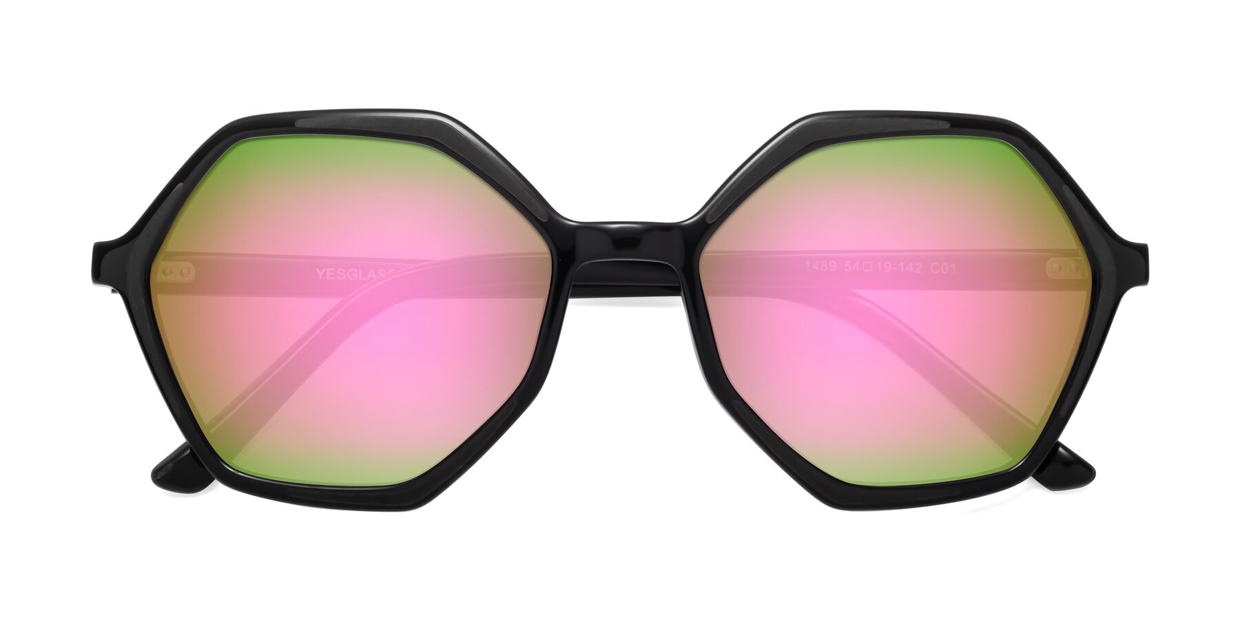Folded Front of 1489 in Black with Pink Mirrored Lenses