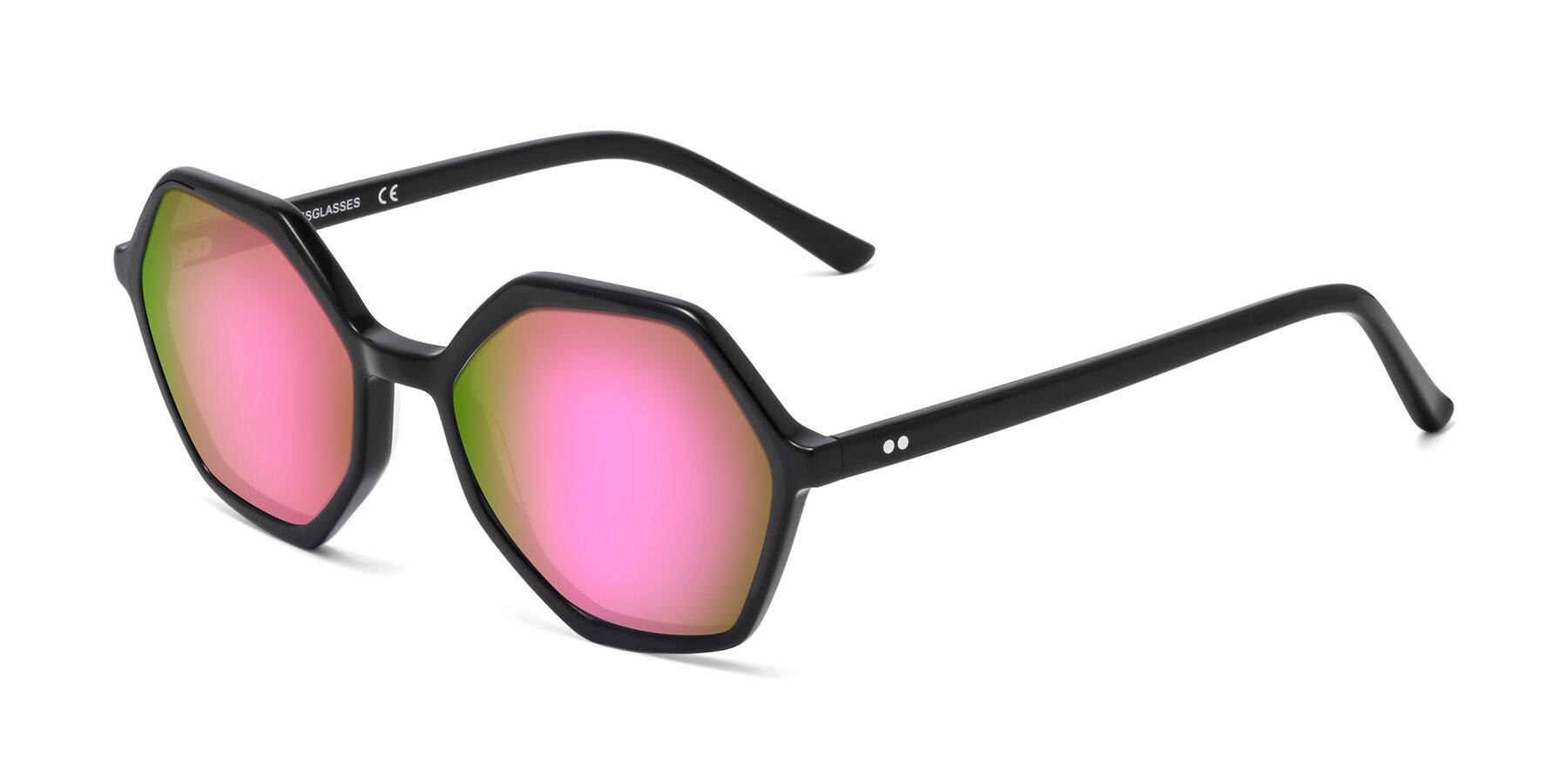 Angle of 1489 in Black with Pink Mirrored Lenses