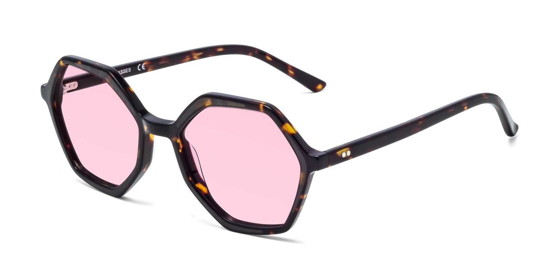 Angle of 1489 in Tortoise with Light Pink Tinted Lenses