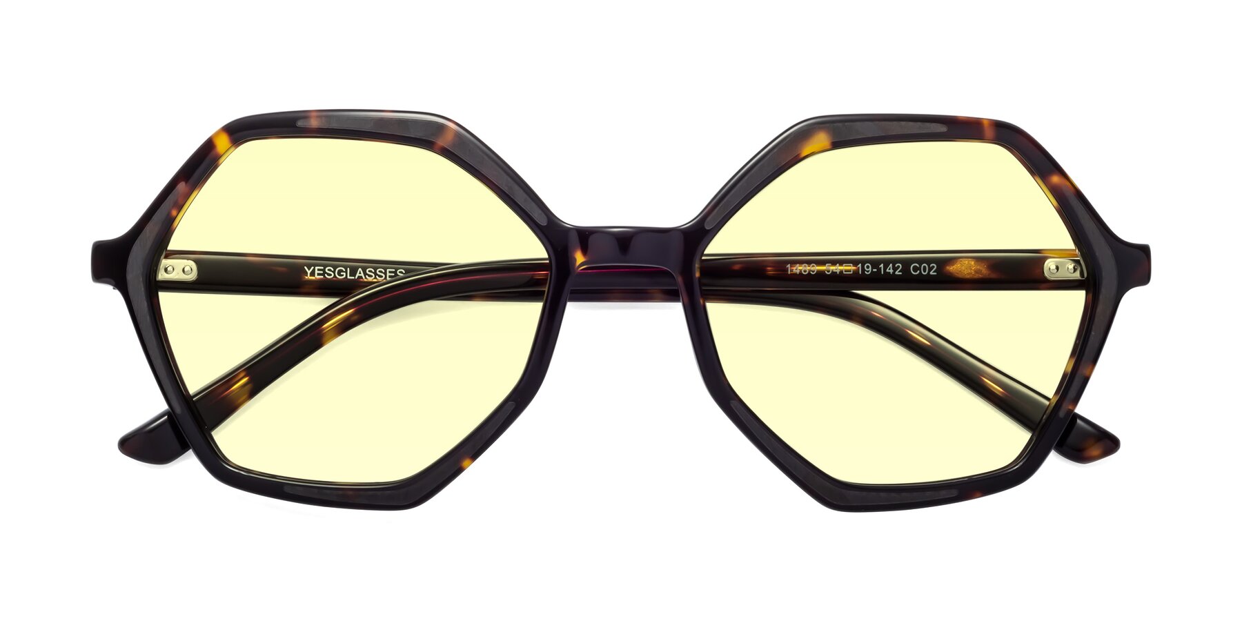 Folded Front of 1489 in Tortoise with Light Yellow Tinted Lenses