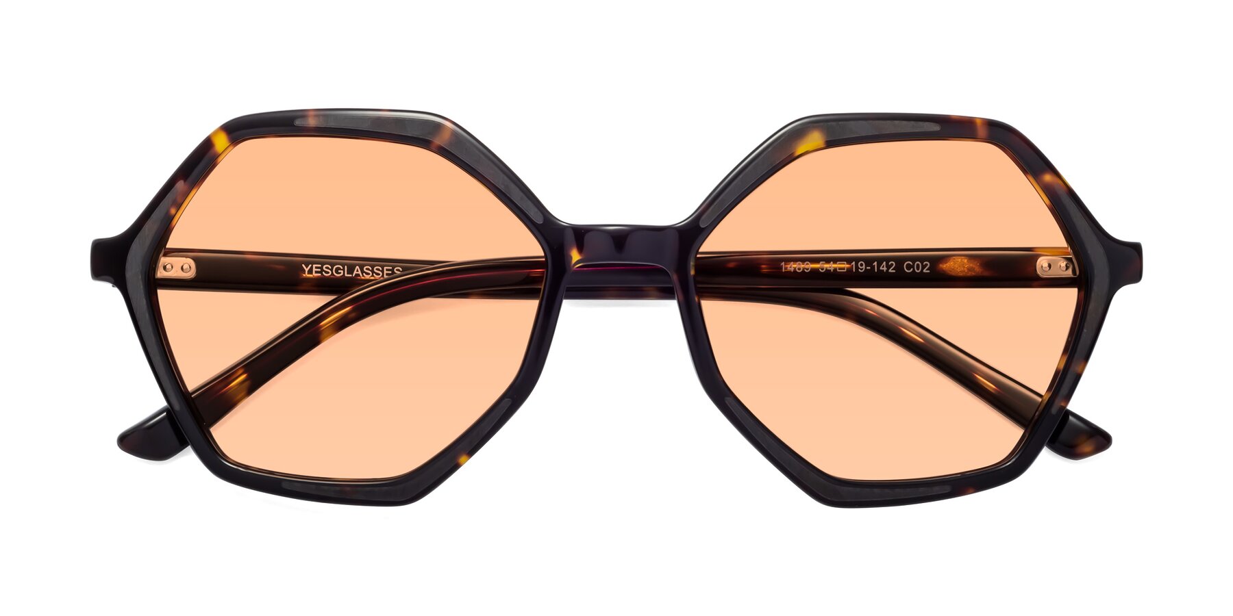 Folded Front of 1489 in Tortoise with Light Orange Tinted Lenses