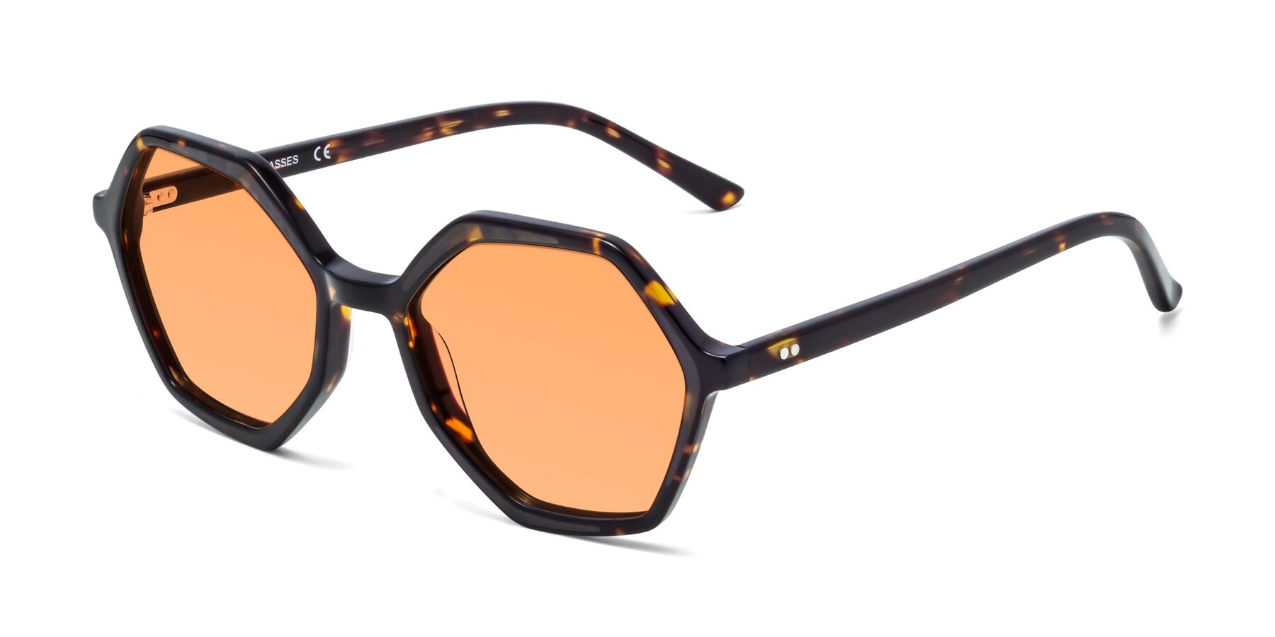 Angle of 1489 in Tortoise with Medium Orange Tinted Lenses
