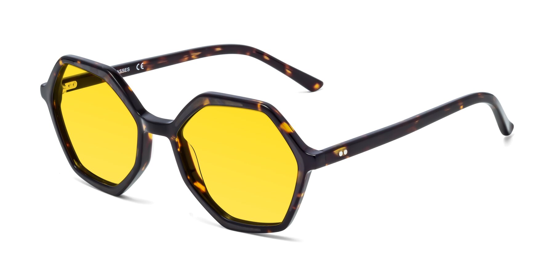 Angle of 1489 in Tortoise with Yellow Tinted Lenses