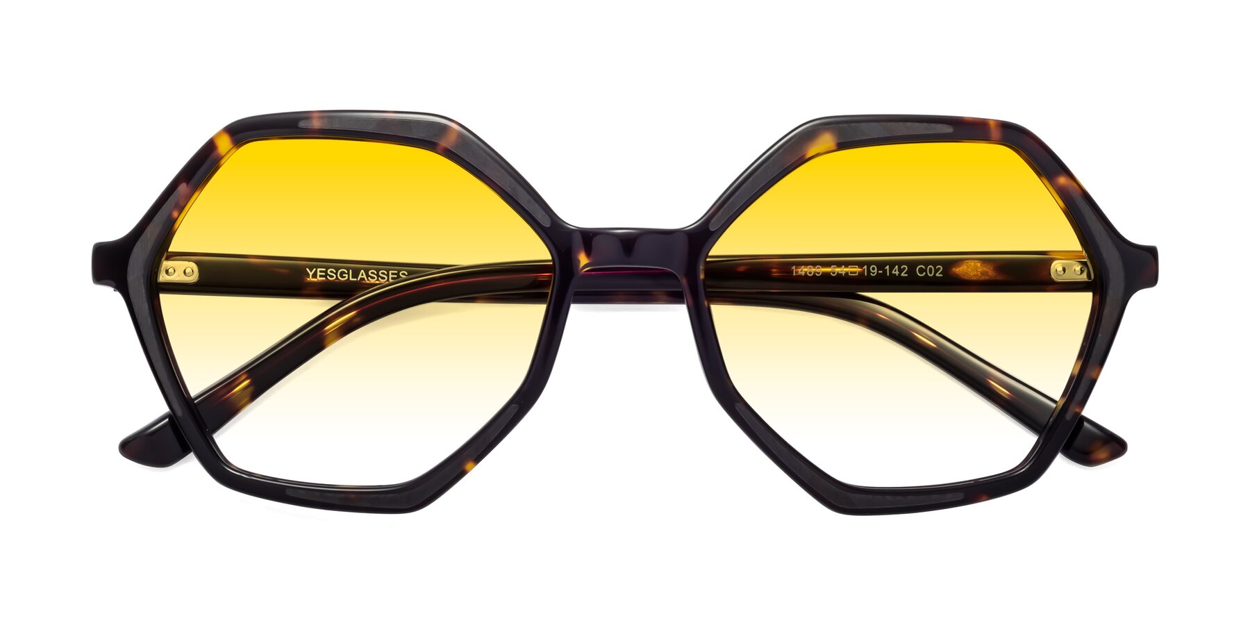 Folded Front of 1489 in Tortoise with Yellow Gradient Lenses