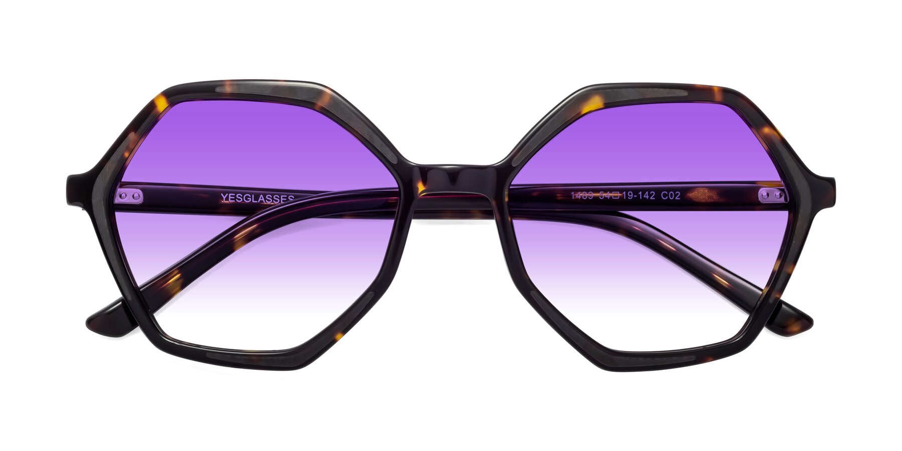 Folded Front of 1489 in Tortoise with Purple Gradient Lenses