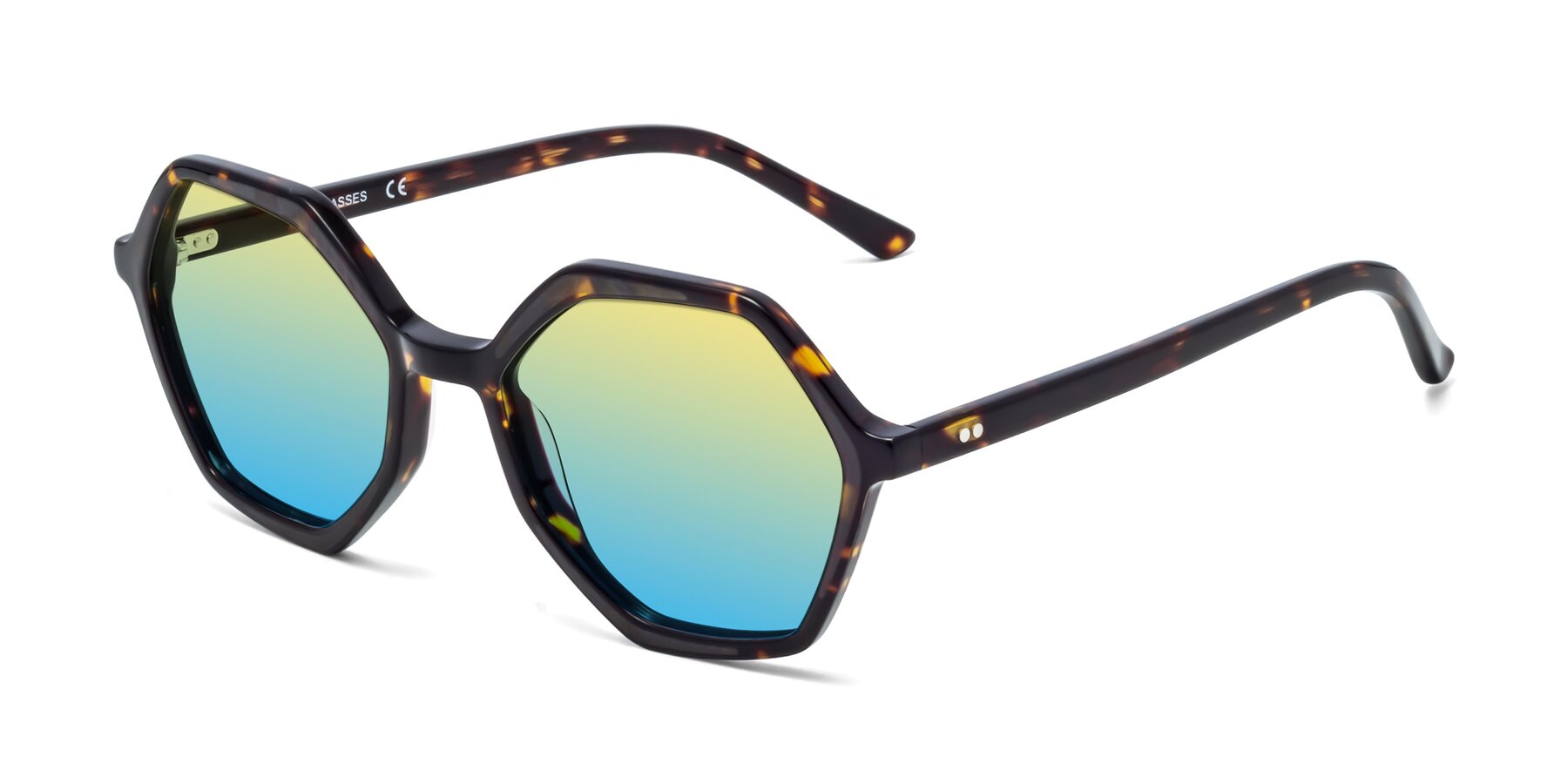 Angle of 1489 in Tortoise with Yellow / Blue Gradient Lenses