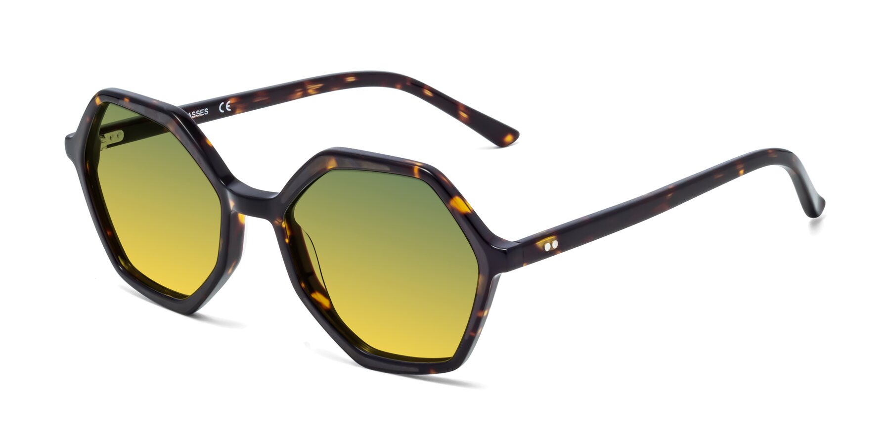 Angle of 1489 in Tortoise with Green / Yellow Gradient Lenses