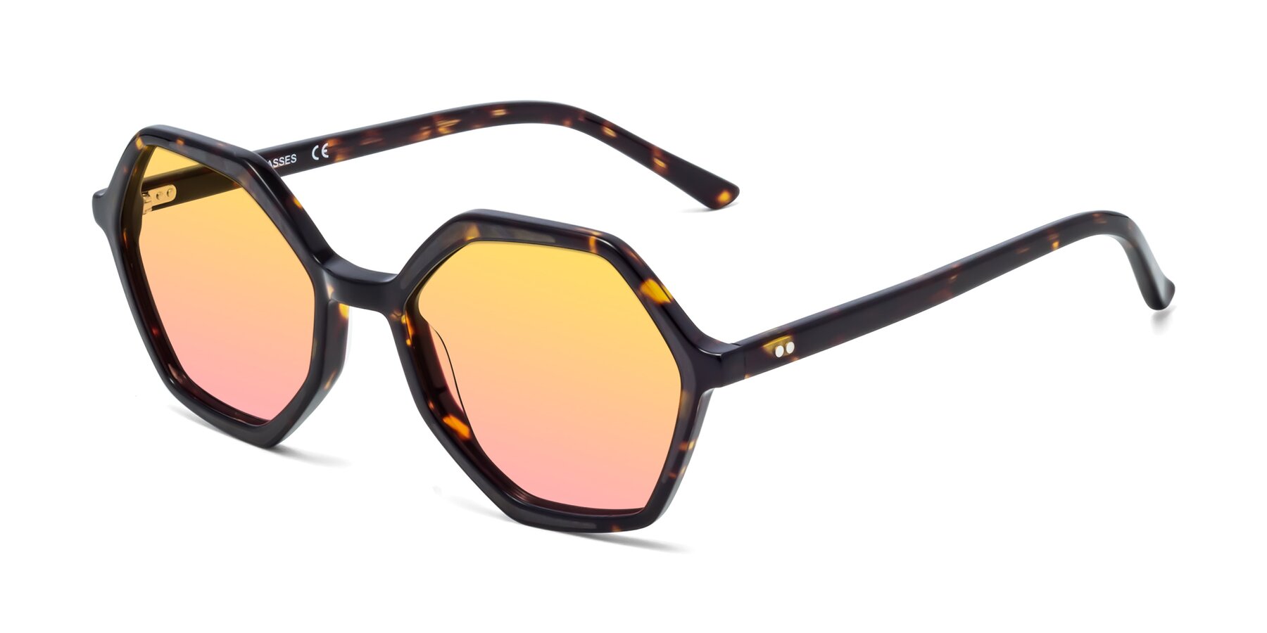 Angle of 1489 in Tortoise with Yellow / Pink Gradient Lenses