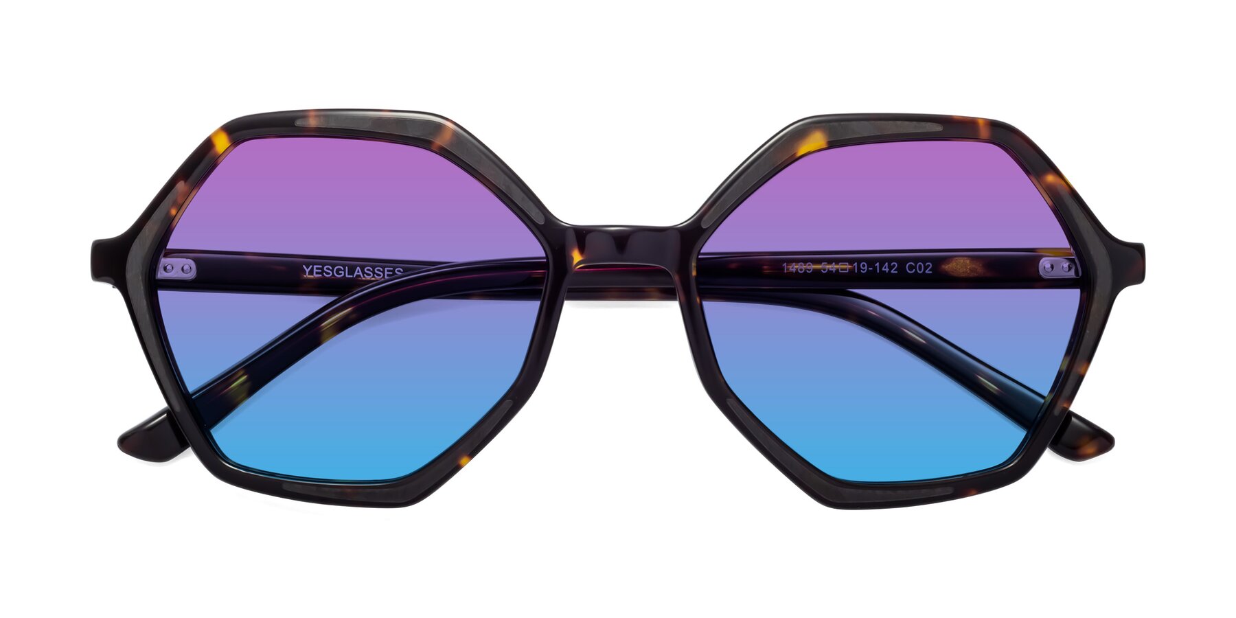 Folded Front of 1489 in Tortoise with Purple / Blue Gradient Lenses