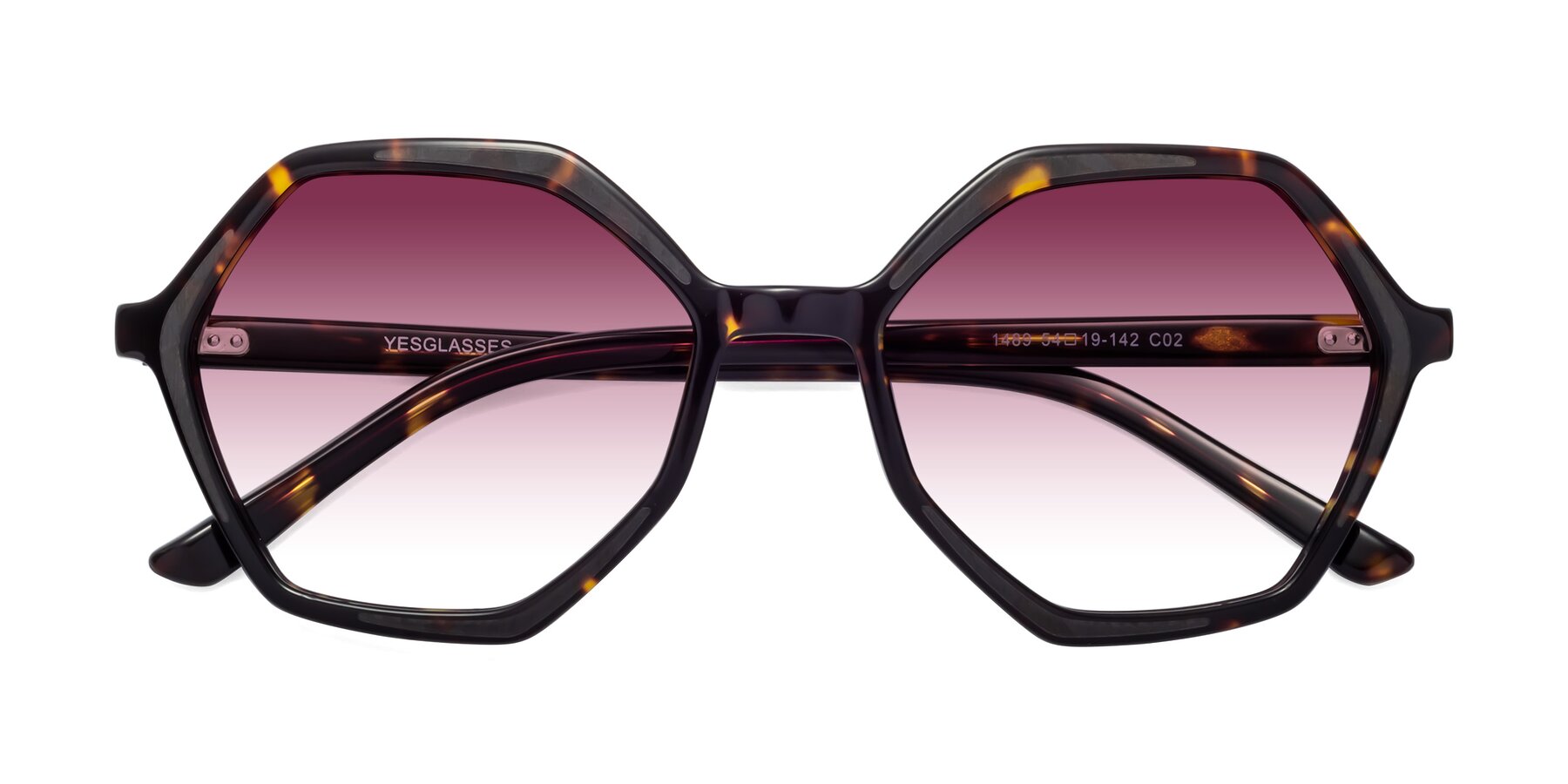 Folded Front of 1489 in Tortoise with Wine Gradient Lenses