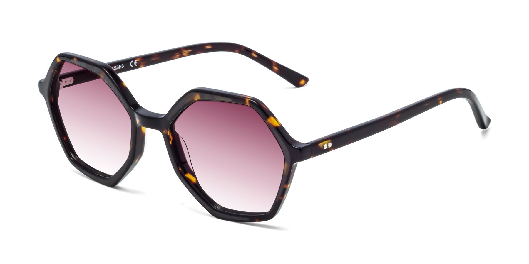 Angle of 1489 in Tortoise with Wine Gradient Lenses