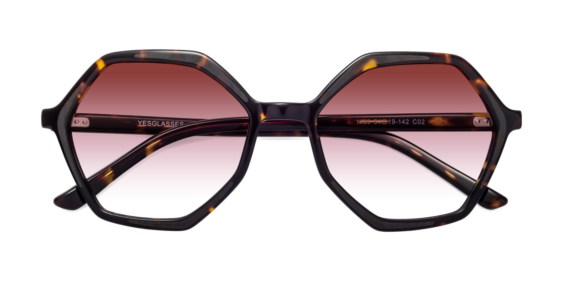 Folded Front of 1489 in Tortoise with Garnet Gradient Lenses