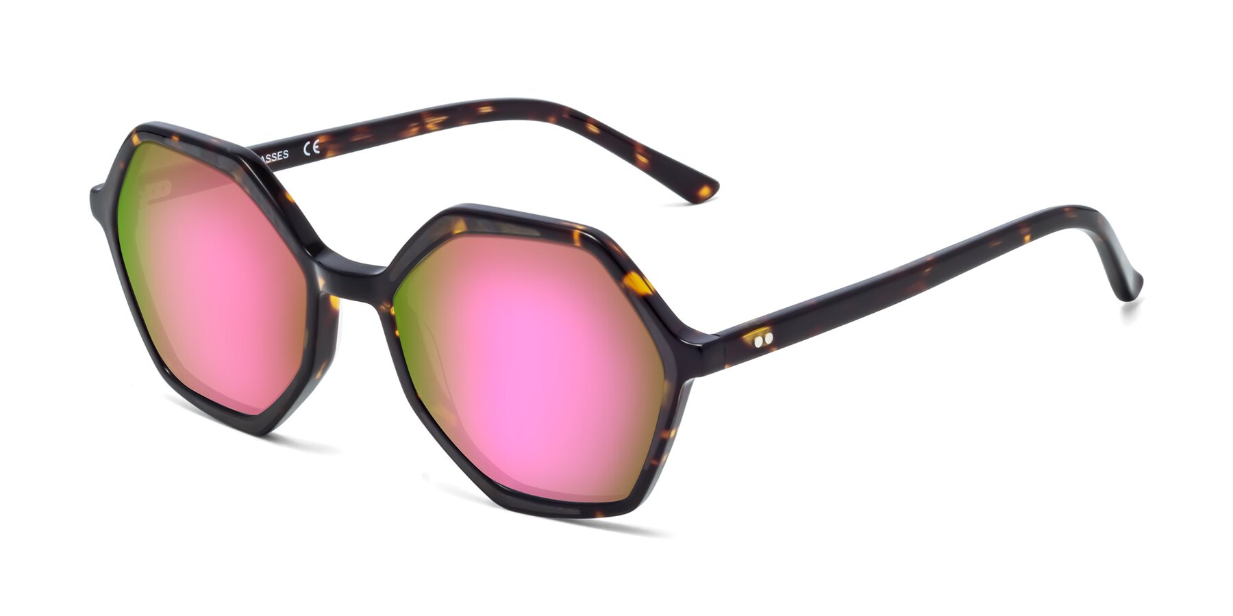 Angle of 1489 in Tortoise with Pink Mirrored Lenses