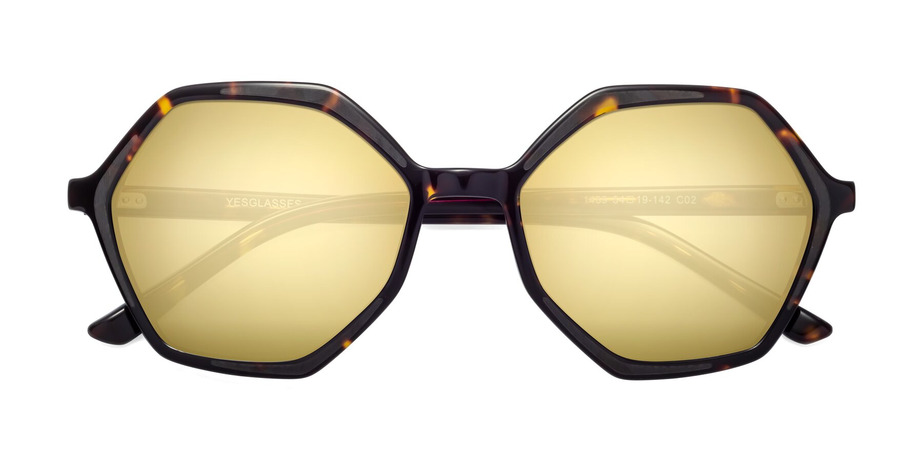 Folded Front of 1489 in Tortoise with Gold Mirrored Lenses