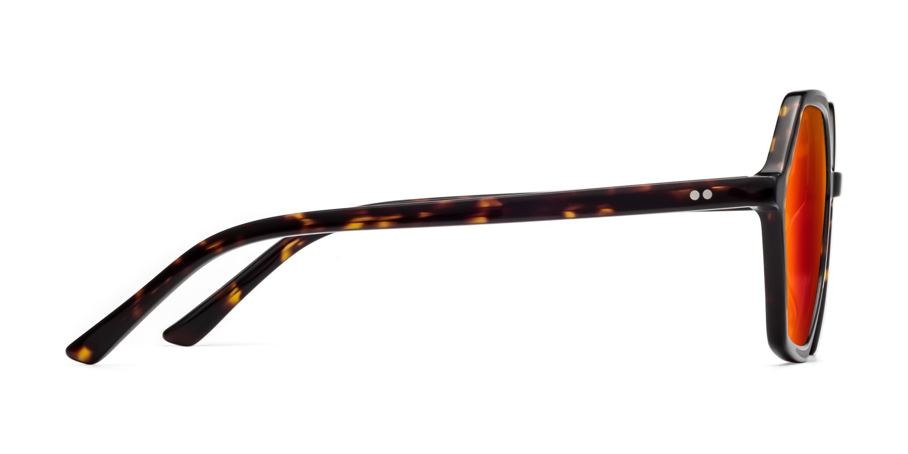 Side of 1489 in Tortoise with Red Gold Mirrored Lenses