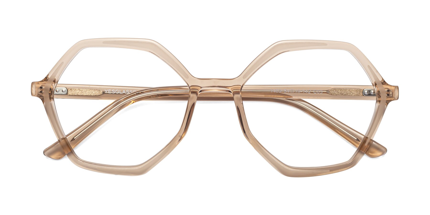 Folded Front of 1489 in Light Brown with Clear Blue Light Blocking Lenses