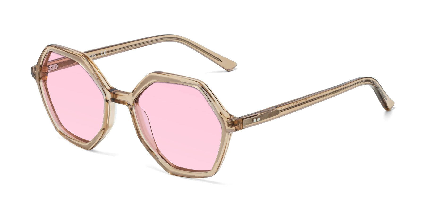 Angle of 1489 in Light Brown with Light Pink Tinted Lenses