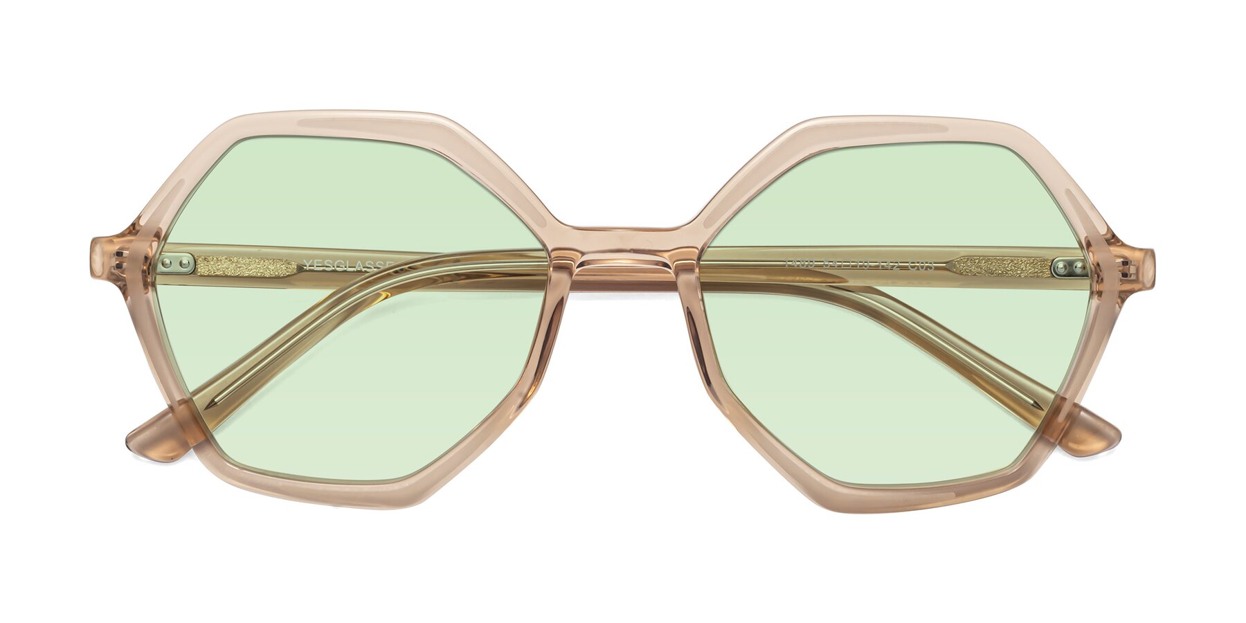 Folded Front of 1489 in Light Brown with Light Green Tinted Lenses