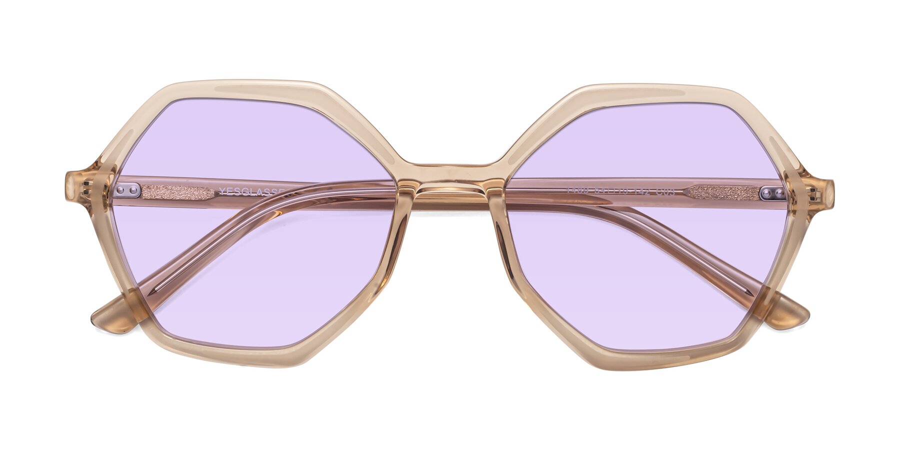 Folded Front of 1489 in Light Brown with Light Purple Tinted Lenses