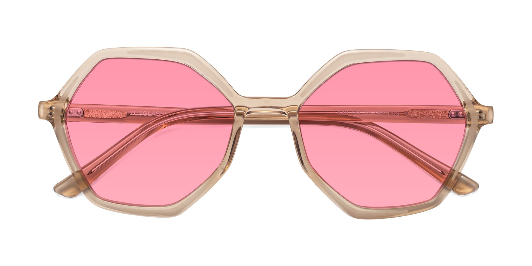 Folded Front of 1489 in Light Brown with Medium Pink Tinted Lenses