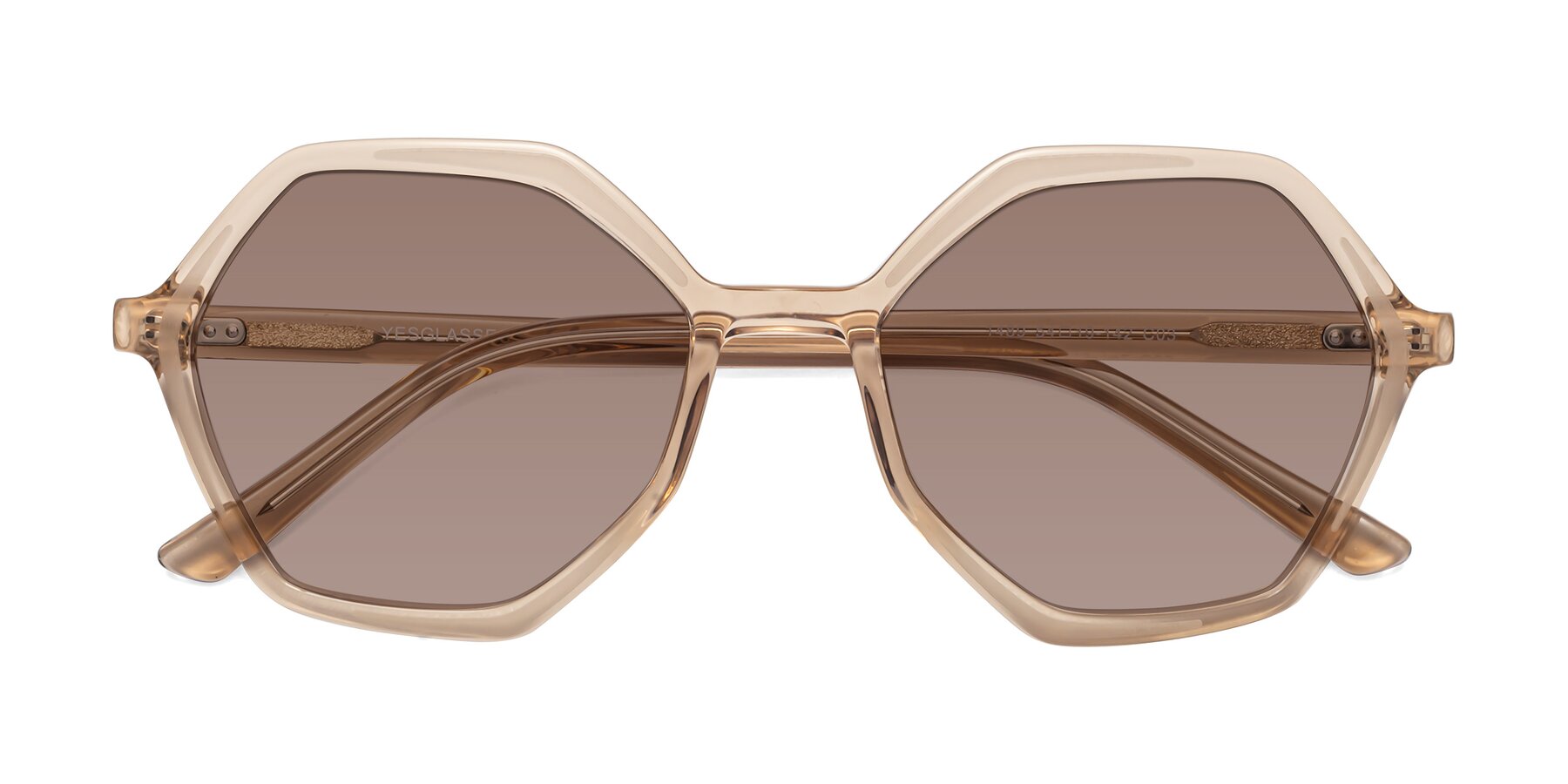 Folded Front of 1489 in Light Brown with Medium Brown Tinted Lenses