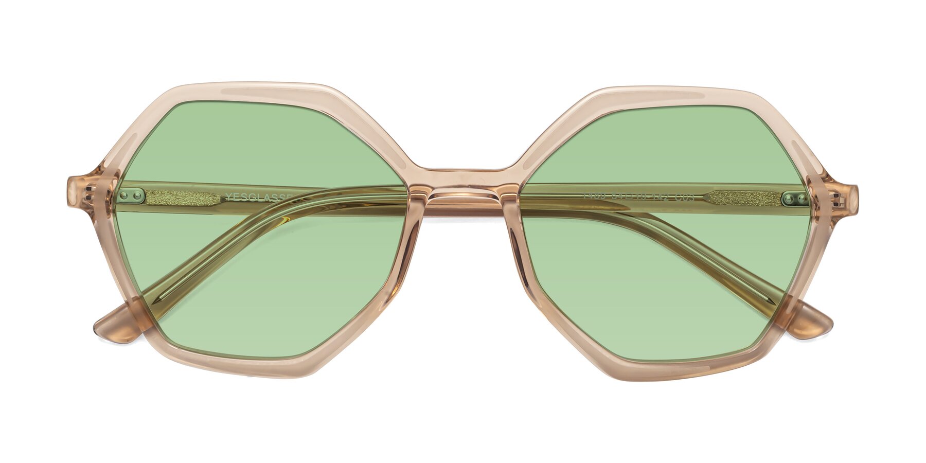 Folded Front of 1489 in Light Brown with Medium Green Tinted Lenses