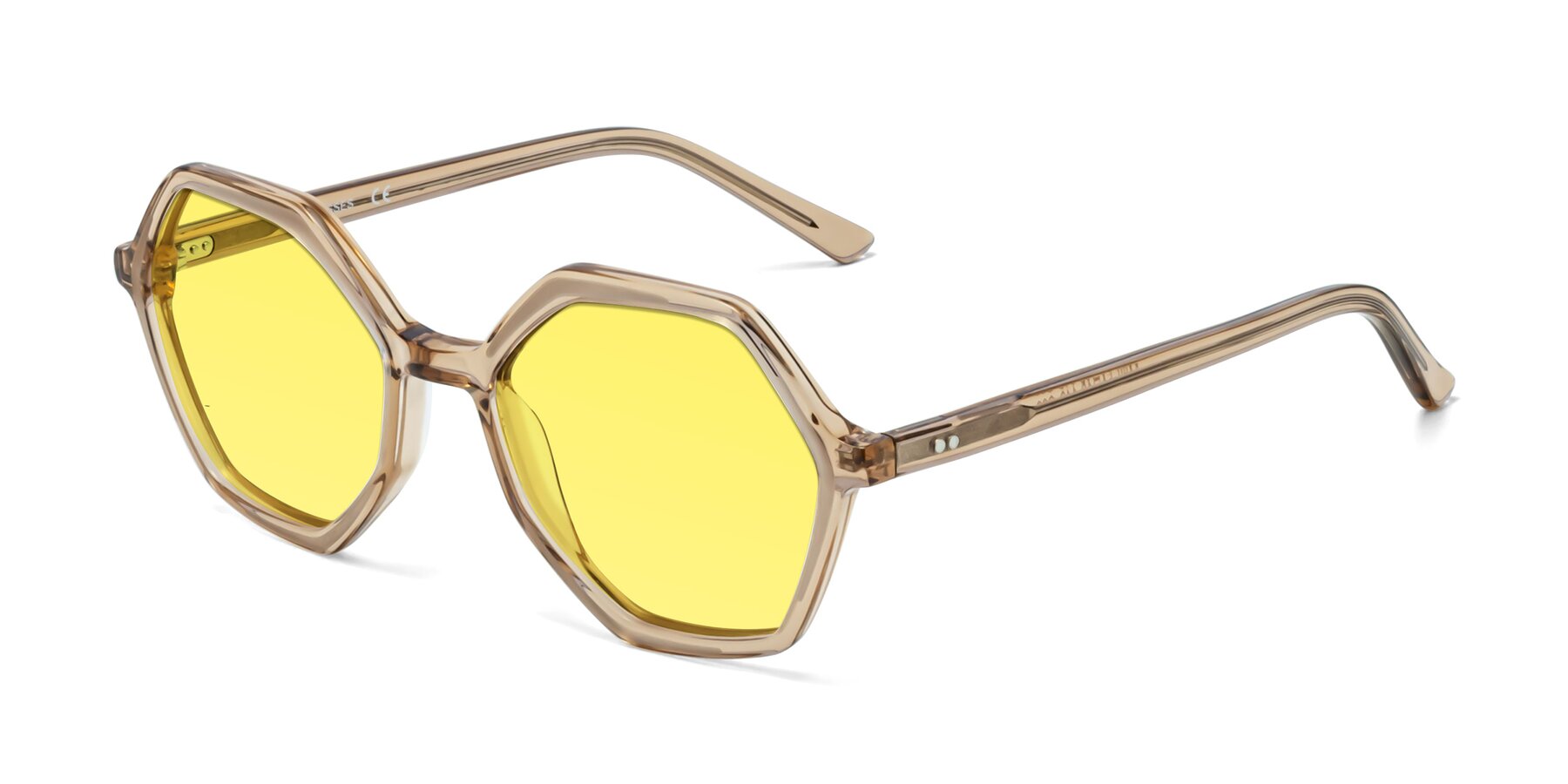 Angle of 1489 in Light Brown with Medium Yellow Tinted Lenses