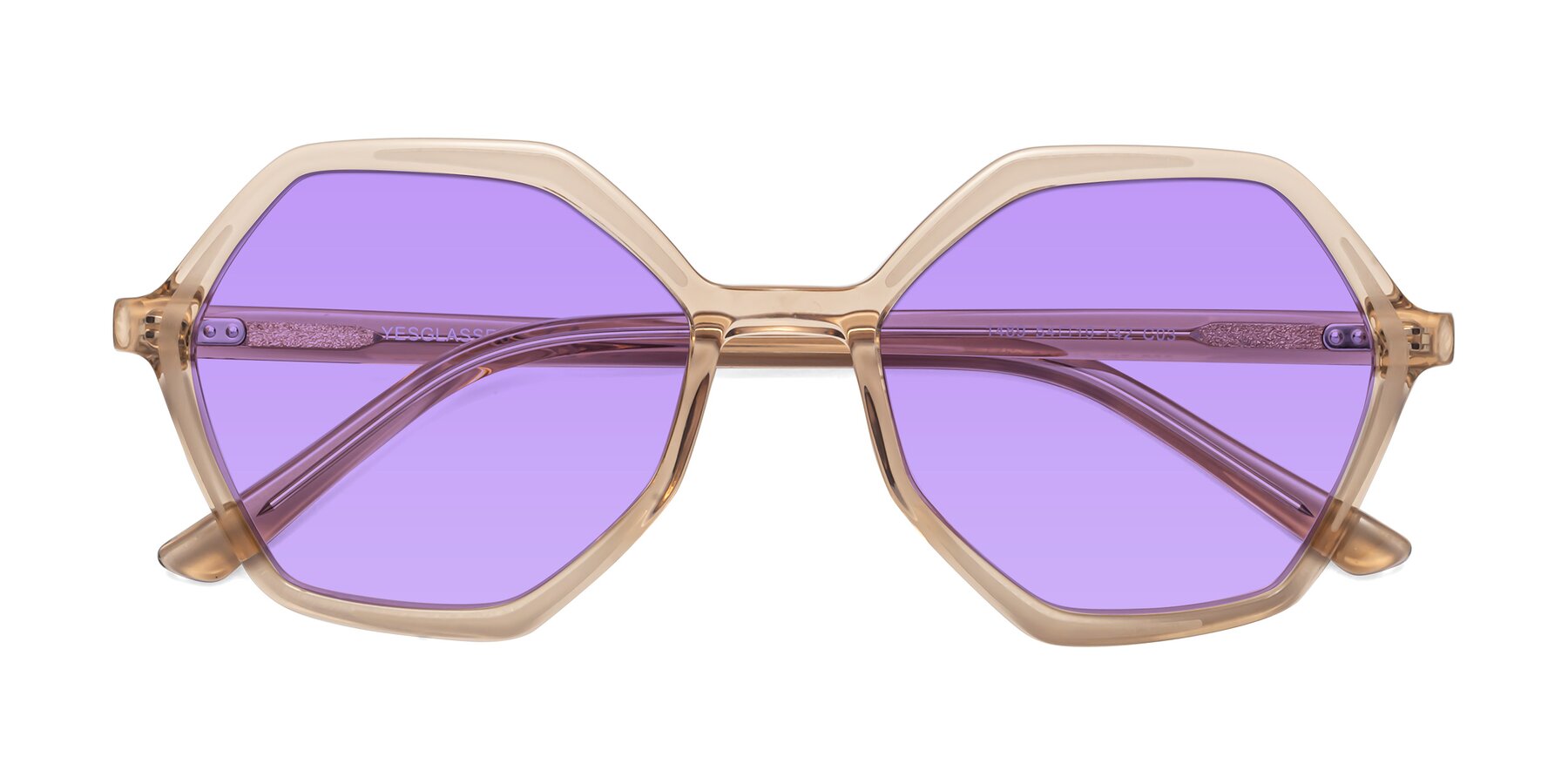 Folded Front of 1489 in Light Brown with Medium Purple Tinted Lenses
