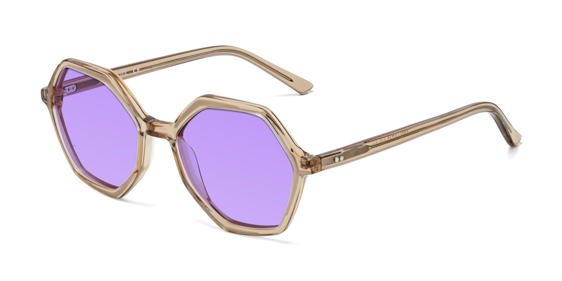 Angle of 1489 in Light Brown with Medium Purple Tinted Lenses