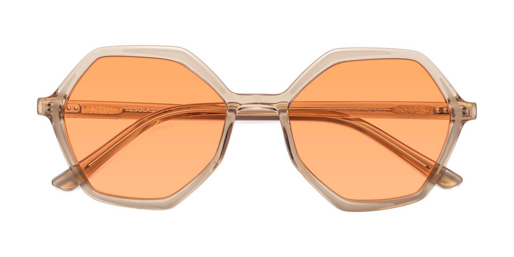 Folded Front of 1489 in Light Brown with Medium Orange Tinted Lenses