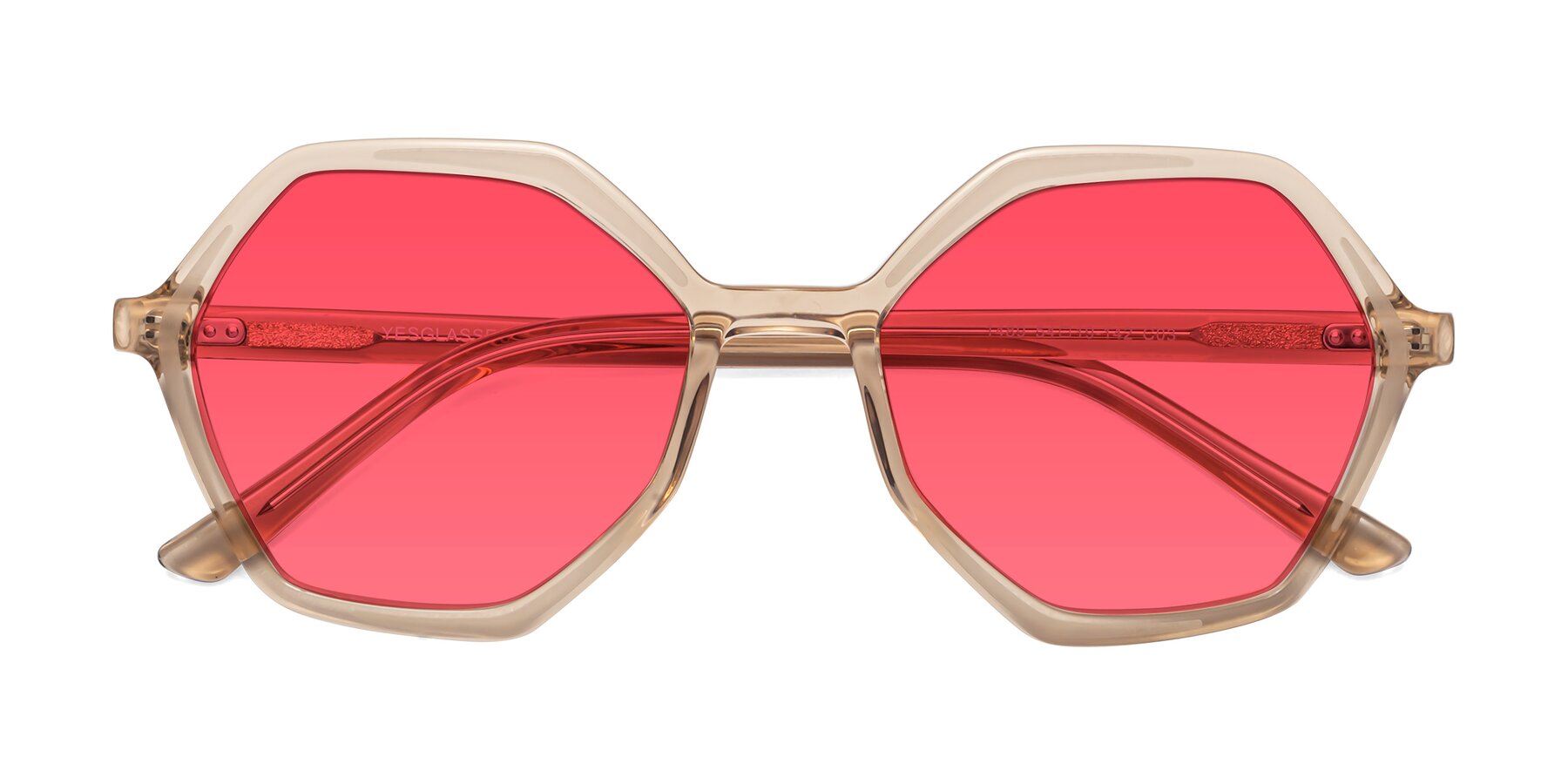 Folded Front of 1489 in Light Brown with Pink Tinted Lenses