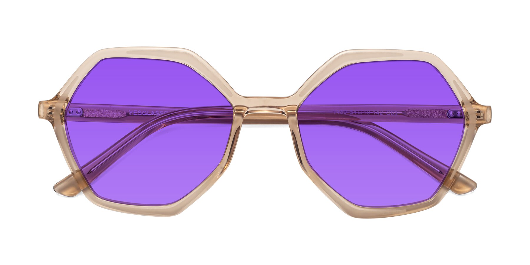 Folded Front of 1489 in Light Brown with Purple Tinted Lenses